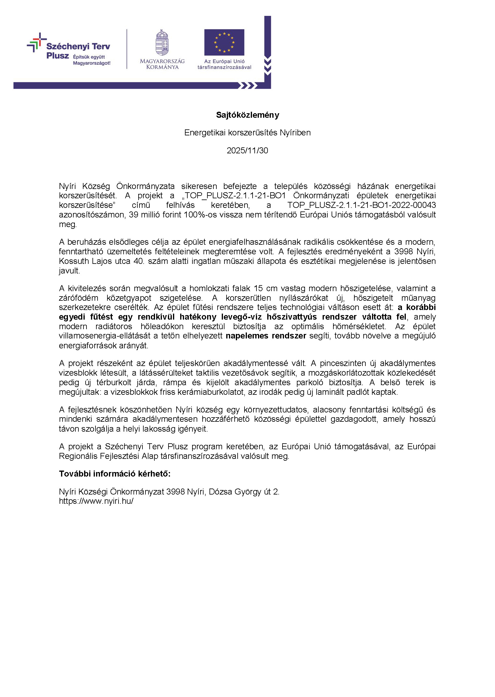 Sajtóközlemény záró